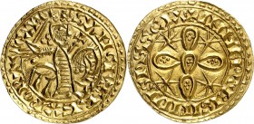 PORTUGAL
Sancho (1185-1211). Morabitino.
Av. Le roi à cheval à droite. Rv. Cinq écu formant une croix.
Fr. 1, Gomez 04.01. 3,73 g.
Top pop : plus ...