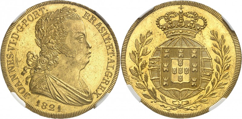 PORTUGAL
Jean VI (1799-1826). 4 escudos (Peça) 1821, Lisbonne.
Av. Buste lauré...