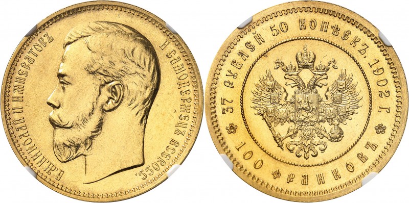 RUSSIE
Nicolas II (1894-1917). 37,5 roubles (2 1/2 impérials) 1902, Saint-Péter...