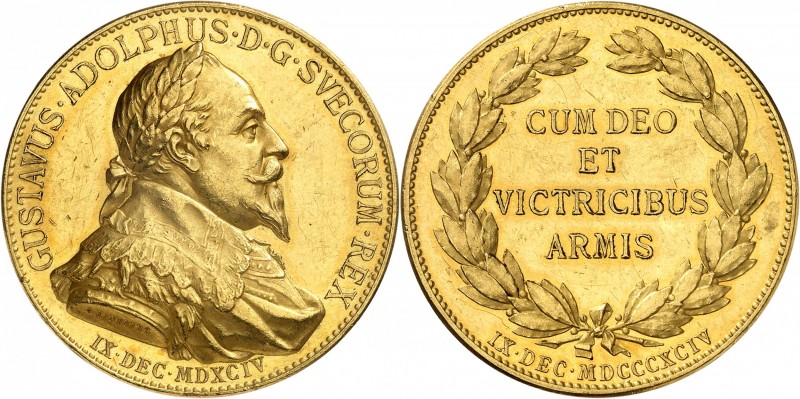 SUÈDE
Oscar II (1872-1907). Médaille en or 1894, fêtant le tricentenaire de la ...