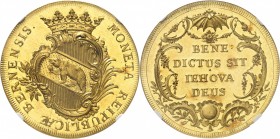 SUISSE
Canton de Berne. 10 ducats (1772)
Av. Écu couronné. Rv. Inscriptions.
HMZ 2-203b. Fr. 142.
ex NGC MS 62+. Magnifique et spectaculaire monna...