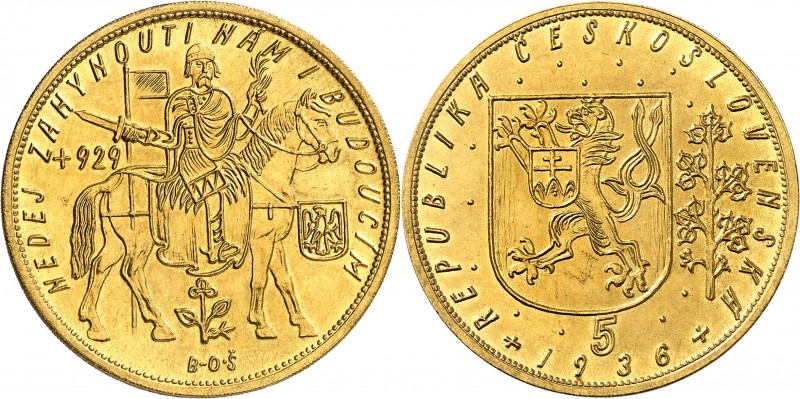 TCHÉCOSLOVAQUIE
République (1918-1938). 5 ducats 1936.
Av. Saint Venceslas sur...