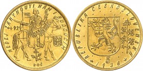 TCHÉCOSLOVAQUIE
République (1918-1938). 5 ducats 1936.
Av. Saint Venceslas sur un cheval. Rv. Écu de la République Tchécoslovaque.
Fr. 5.
PCGS Gen...