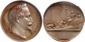 THAÏLANDE
Napoléon III (1852-1870). Médaille en bronze 1861, frappée à l’occasion de la réception des ambassadeurs des rois du Siam au château de Fon...