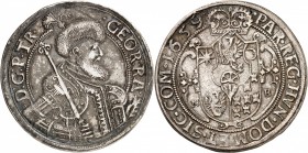TRANSYLVANIE
Georges II Rakaezi (1648-1660). Thaler 1659 NB, Nagybanya.
Av. Buste à droite. Rv. Écu couronné.
Dav. 4755.
PCGS XF 45. Rare variante...