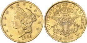 U.S.A.
20 dollars Liberty 1866, Philadelphie.
Av. Tête de Liberté à gauche. Rv. Aigle aux ailes déployées.
Fr. 174.
PCGS AU 55. TTB à Superbe...