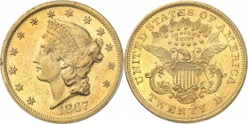 U.S.A.
20 dollars Liberty 1867, Philadelphie.
Av. Tête de Liberté à gauche. Rv. Aigle aux ailes déployées.
Fr. 174.
PCGS MS 61. Superbe