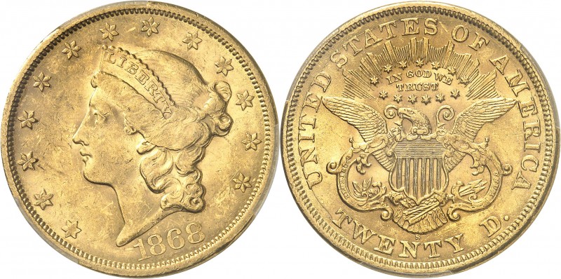 U.S.A.
20 dollars Liberty 1868 S, San Francisco.
Av. Tête de Liberté à gauche....