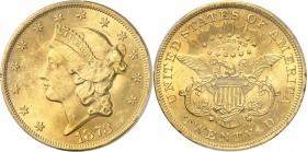 U.S.A.
20 dollars Liberty 1873, Philadelphie, 3 ouvert.
Av. Tête de Liberté à gauche. Rv. Aigle aux ailes déployées.
Fr. 174.
PCGS MS 63. Superbe...