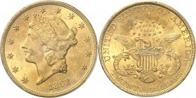 U.S.A.
20 dollars Liberty 1893, Philadelphie.
Av. Tête de Liberté à gauche. Rv. Aigle aux ailes déployées.
Fr. 177.
PCGS MS 64. Presque Fleur de c...