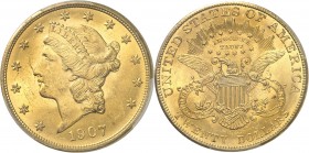 U.S.A.
20 dollars Liberty 1907, Philadelphie.
Av. Tête de Liberté à gauche. Rv. Aigle aux ailes déployées.
Fr. 177.
PCGS MS 64+. Presque Fleur de ...