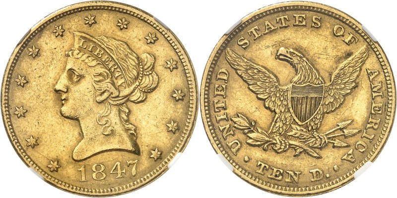 U.S.A.
10 dollars Liberty 1847, Philadelphie.
Av. Tête de Liberté à gauche. Rv...