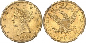 U.S.A.
10 dollars Liberty 1891 CC, Carson City.
Av. Tête de Liberté à gauche. Rv. Aigle aux ailes déployées.
Fr. 161.
NGC MS 61. Superbe