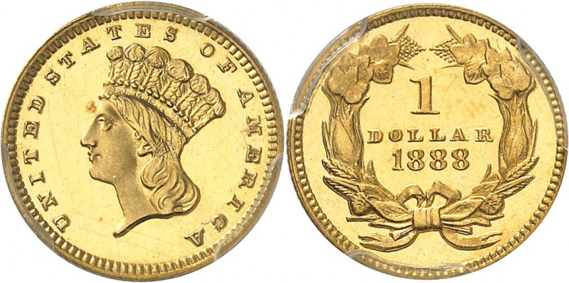 U.S.A.
Dollar Liberty 1888, Philadelphie, frappe sur flan bruni.
Av. Tête à ga...