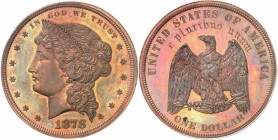 U.S.A.
Dollar 1878, essai en bronze.
Av. Tête de Liberté à gauche. Rv. Aigle aux ailes déployées.
J. 1554b.
Top pop : plus haut grade (2). Provena...