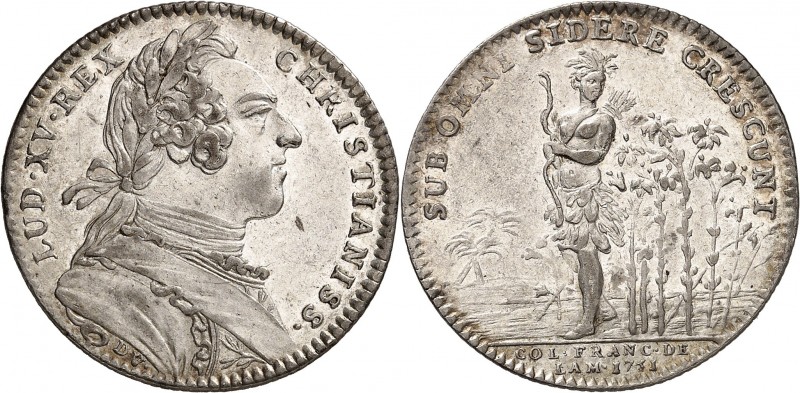 U.S.A.
Amérique, Canada, Louis XV (1715-1774). Jeton en argent 1751, signé.
Av...