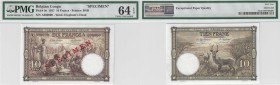 BILLETS CONGO BELGE
Banque du Congo Belge. 10 francs spécimen 1937.
Pick# 9s. Échelle 30%.
PMG 64 EPQ