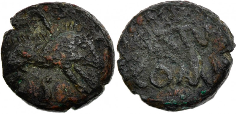 Lucania, Paestum. Early 1st century BC. Æ Semis (13mm, 2.98g, 10h). Boar standin...