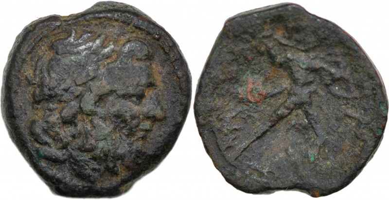 Bruttium, The Brettii. Circa 211-208 BC. Æ Uncia (18mm, 5.02g, 7h). Laureate hea...