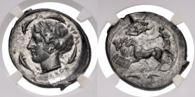 Sicily, Syracuse. Second Democracy. 466-405 BC. AR Tetradrachm (29.5mm, 16.65 g, 2h). Unsigned dies in the style of Sosion. Struck circa 415-409 BC. C...