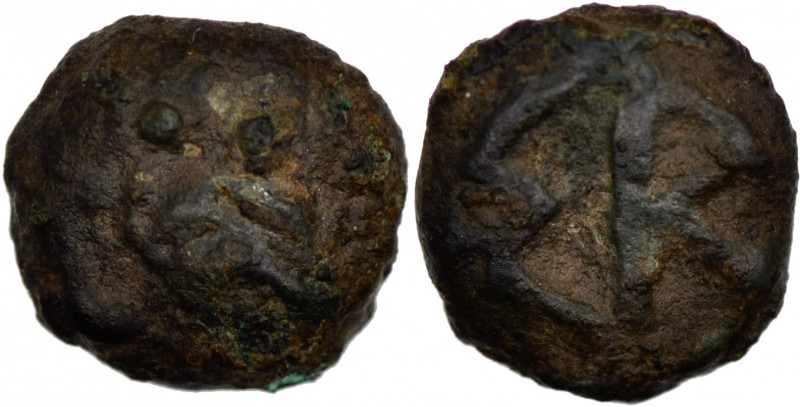 Kings of Skythia. Skyles, Nikonion. Circa 470-460 BC. Æ (11mm, 1.99g, 9h). Owl s...
