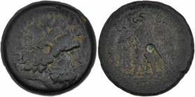Ptolemaic kingdom of Egypt. Ptolemy III Euergetes 246-222 BC. Æ Dichalkon (14mm, 3.15g, 12h). Telmessus mint. Diademed head of Zeus-Ammon right / ΒΑΣΙ...