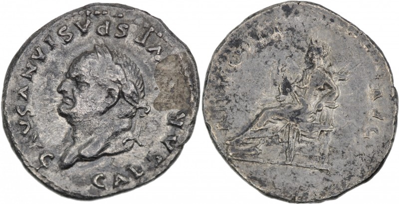 Vespasian. AD 69-79. AR Denarius (17mm, 2.65 g, 6h). Rome mint. Struck AD 77-78....