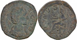 Julia Mamaea. Augusta, AD 222-235. Æ Sestertius (28mm, 22.62g, 1h). Rome mint. 4th emission of Alexander, AD 224. IVLIA MAMAEA AVGVSTA, draped bust ri...