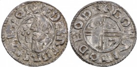 England. Aethelred II. 978-1016. AR Penny (20mm, 1.24 g, 12h). Crux type (BMC iiia, Hild. C). Thetford mint; moneyer Boga. Struck circa 991-997. + ÆÐE...
