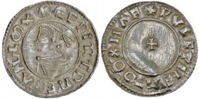 England. Aethelred II. 978-1016. AR Penny (10mm, 1.70 g, 5h). Intermediate Small Cross type (BMC i, Hild. D). Oxford mint; moneyer Wulfwine. Struck ci...
