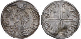 England. Aethelred II. 978-1016. AR Penny (20mm, 1.59 g, 7h). Long Cross type (BMC IVa, Hild. D). Bath mint; moneyer Wynstan. Struck circa 997-1003. +...