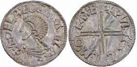 England. Aethelred II. 978-1016. AR Penny (20mm, 1.73 g, 7h). Long Cross type (BMC IVa, Hild. D). Exeter mint; moneyer Wulfsige. Struck circa 997-1003...