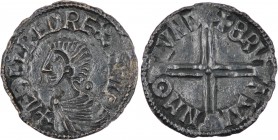 England. Aethelred II. 978-1016. AR Penny (19mm, 1.53 g, 9h). Long Cross type (BMC IVa, Hild. D). London mint; moneyer Brunstan . Struck circa 997-100...