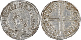 England. Aethelred II. 978-1016. AR Penny (19mm, 1.74 g, 3h). Long Cross type (BMC IVa, Hild. D). Wilton mint; moneyer Sævine. Struck circa 997-1003. ...