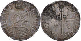 England. Aethelred II. 978-1016. AR Penny (18mm, 1.25 g, 12h). Helmet type (BMC VIII, Hild. E). London mint; moneyer Aethelweard. Struck 1003-1009. + ...