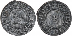 England. Aethelred II. 978-1016. AR Penny (19mm, 1.27 g, 3h). Last Small Cross type (BMC i, Hild. A). London mint; moneyer Eadwine. Struck circa 1009-...