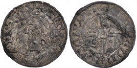 England. Harthacnut. 1035-1042. AR Penny (19mm, 0.87g, 6h). Arm and Scepter type, in the name of Cnut (BMC xvii, Hild. I). London mint; moneyer Leofre...