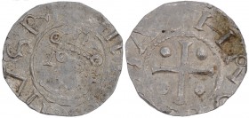 Germany. Duchy of Saxony. Heinrich II 1002-1024. AR Denar (17mm, 1.72g). Dortmund mint. [+] HE I[NRIC] HVS R, crowned head left / [+ T] HRO [TMONI] A,...