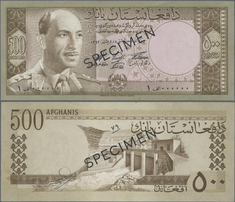 Afghanistan: Da Afghanistan Bank 500 Afghanis SH1342 (1963) SPECIMEN, P.41bs wit...