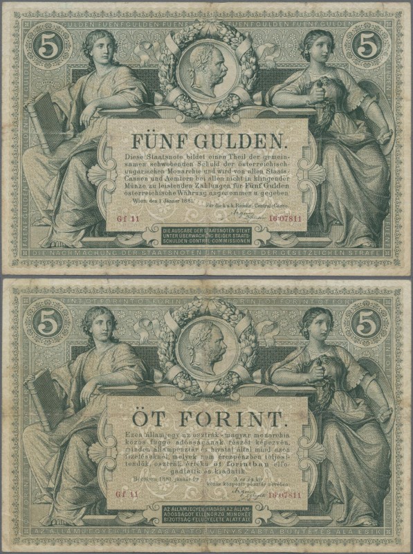 Austria: K.u.K. Reichs-Central-Casse 5 Gulden 1881, P.A154, still nice condition...