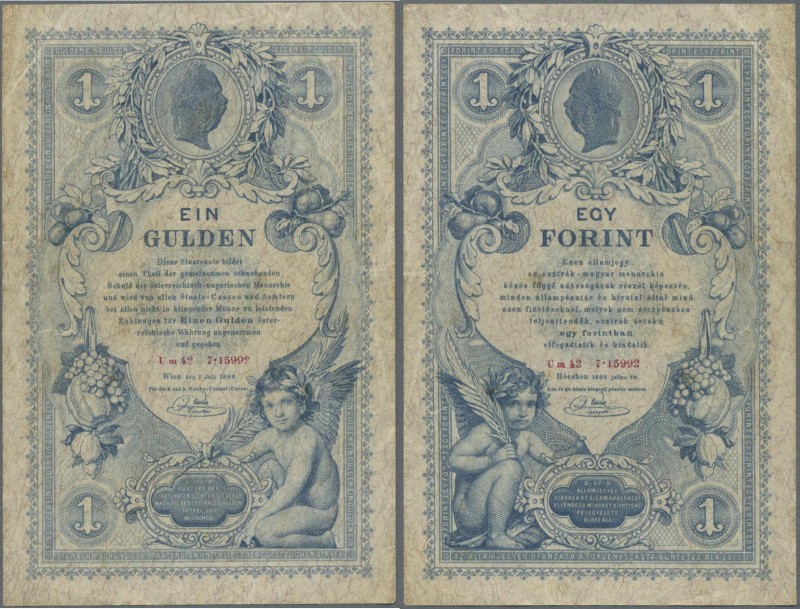Austria: K.u.K. Reichs-Central-Casse 1 Gulden 1888, P.A156, great condition with...
