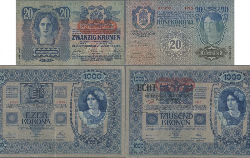 Austria: Oesterreichisch-Ungarische Bank / Osztrák-Magyar Bank pair with 20 Kron...