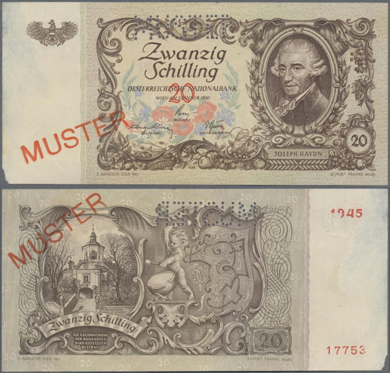 Austria: Österreichische Nationalbank 20 Schilling 1950 SPECIMEN, P.129as with r...