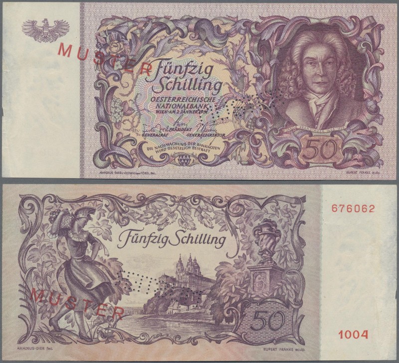 Austria: Österreichische Nationalbank 50 Schilling 1951 SPECIMEN, P.130s with re...