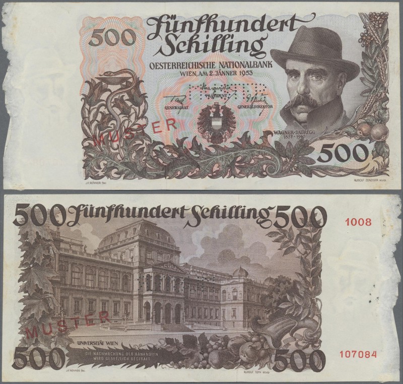 Austria: Österreichische Nationalbank 500 Schilling 1953 SPECIMEN, P.134s with r...