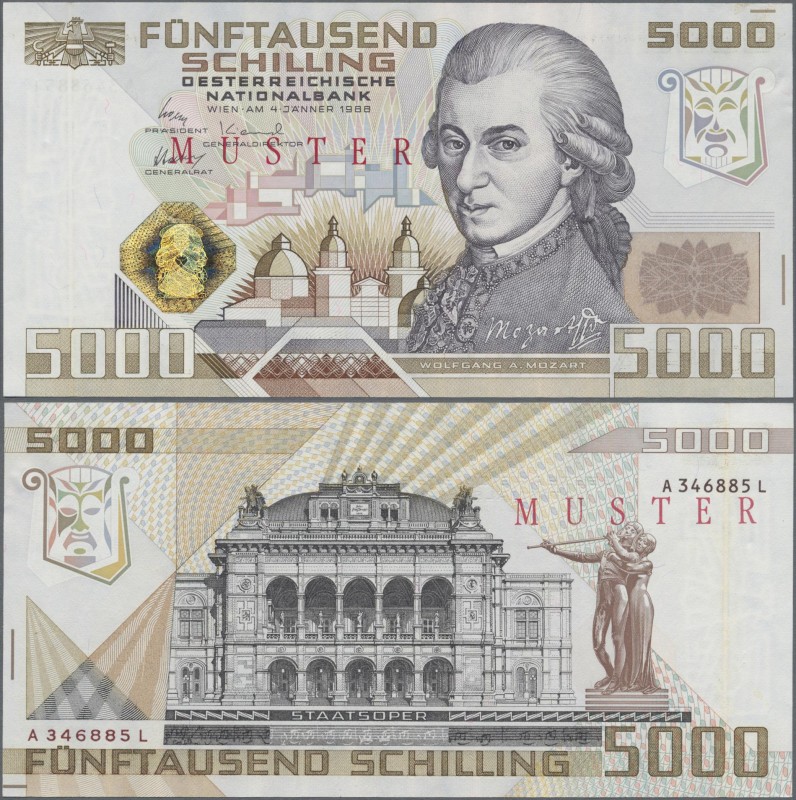Austria: Österreichische Nationalbank 5000 Schilling 1988 SPECIMEN, P.153s with ...