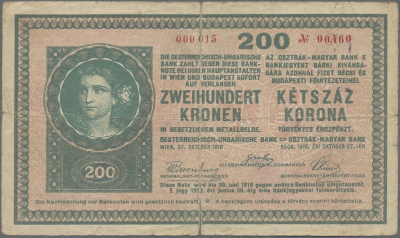 Austria: Oesterreichisch-Ungarische Bank / Osztrák-Magyar Bank 200 Kronen 1918 w...
