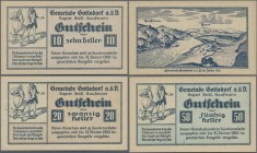 Austria: Gemeinde Gottsdorf a.d.D., Rupert Seidl. Kaufmann 20 Sets zu 10, 20 und 50 Heller 1921 mit antisemitschem Text: ”Den Kassenschein den Du da s...