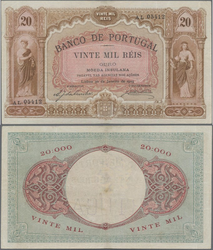 Azores: Banco de Portugal with overprint ”MOEDA INSULANA” on PORTUGAL #82, P.13,...