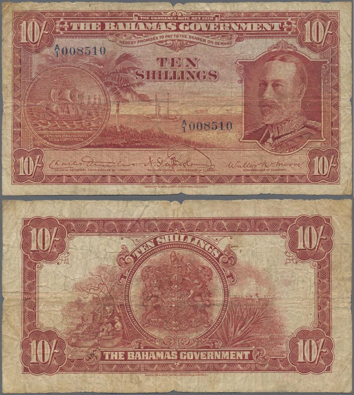 Bahamas: The Bahamas Government 10 Shillings L.1919, P.6 with portrait of King G...